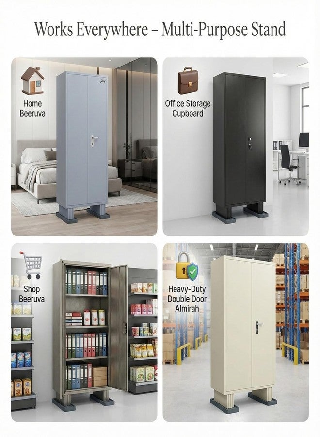 URBAN SELECT™ Extra Large Heavy Duty Almirah Stand (2 Pc Set) - Strong Base Support Compatible with Godrej Cupboards, Steel Bero, Wardrobes & Safes - Rust Proof & High Strength PVC Legs - Image 5